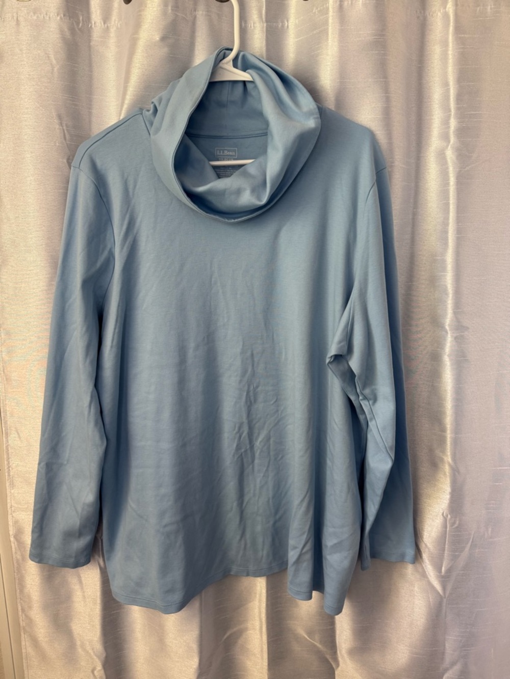 L.L. Bean Sky Blue Cowl Neck Sweater Supima Cotton Cozy